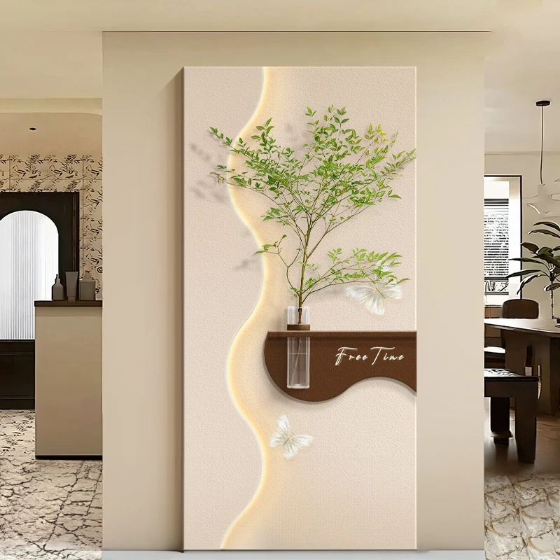 [鸟语花香]奶油风客厅装饰画水培绿植氛围灯画入户玄关高端壁灯画