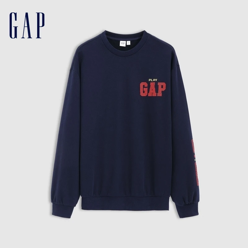 Gap男女装潮流秋冬新款蛇年贪吃蛇印花重磅圆领卫衣上衣676447