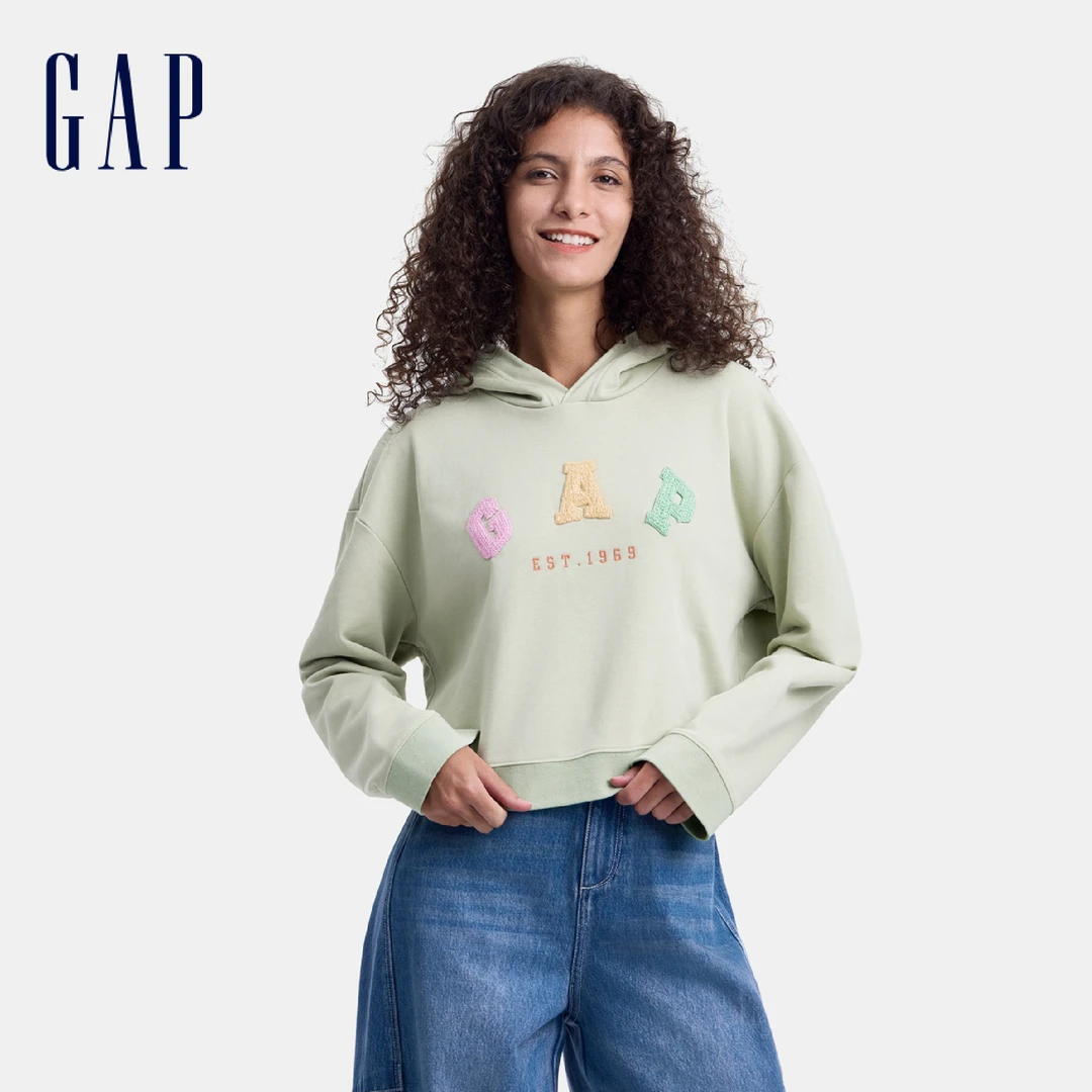 Gap女装潮流新款彩色针织logo连帽卫衣宽松多巴胺上衣 DR 613336