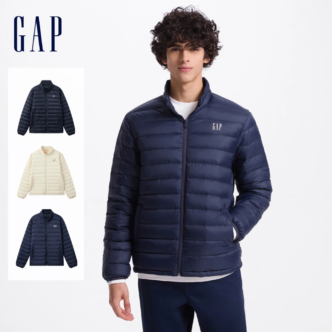 Gap冬季男女印花logo多口袋小立领轻薄羽绒服保暖外套 DR 657225