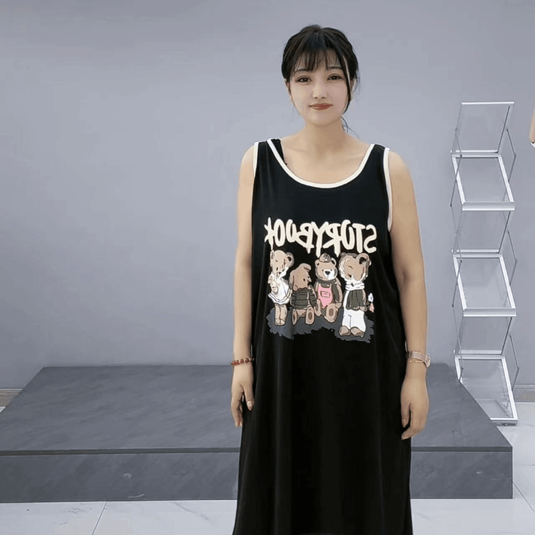 XIE8 卡通小熊款长款睡裙33702