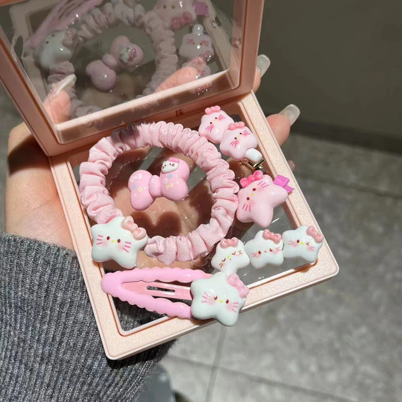 新款甜美星星ktiiy猫发夹发绳6件套少女心刘海夹可爱礼物发饰网红