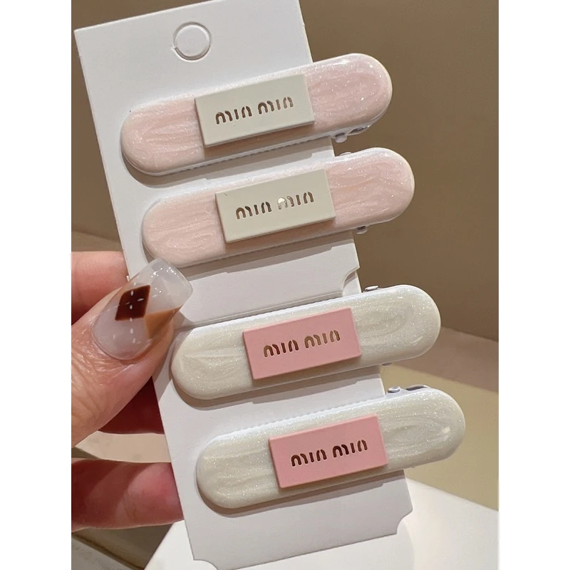 合金发饰 甜美少女风粉色米白色滴油画油感金属鸭嘴夹时尚气质