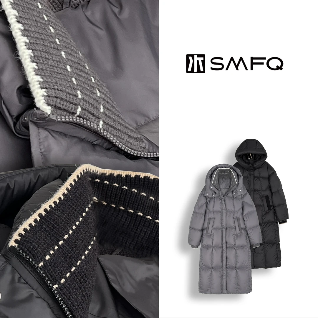 水木夫妻“苍山赴雪”秋冬中长款白鸭绒连帽羽绒服外套