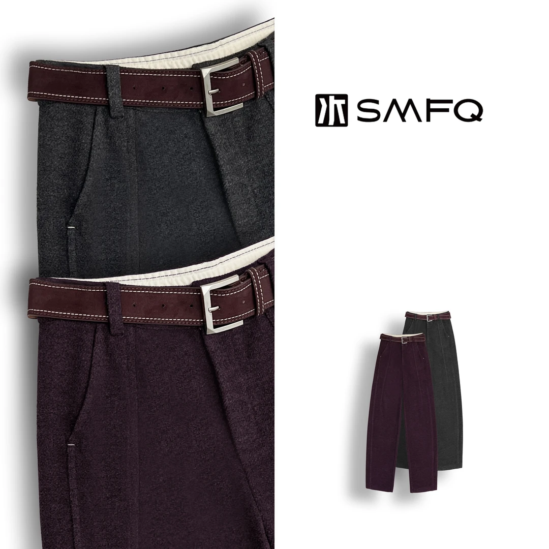 水木夫妻‘’哥本哈根’天丝绵羊毛手工剪裁调性弯刀裤西裤