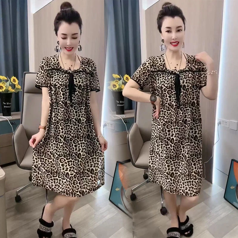 夏季新款冰丝速干睡衣宽松大码可外穿睡裙女舒适透气冰凉感家居服