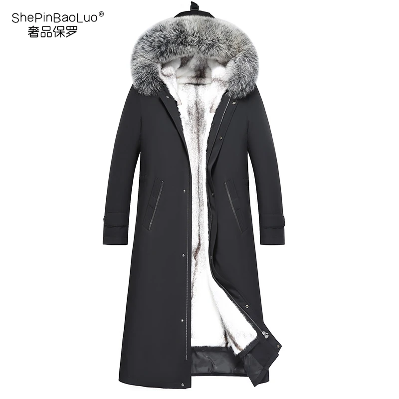 BaoLuoShePin/保罗奢品中老年水貂全胆貂袖派克服连帽长款22020