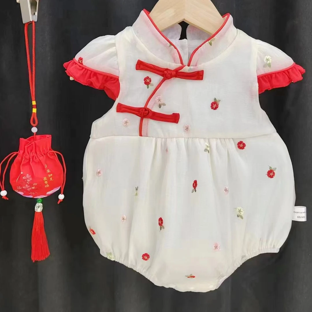 夏装薄款新生儿包屁衣婴儿衣服女宝宝连体衣满月短袖三角哈衣夏季