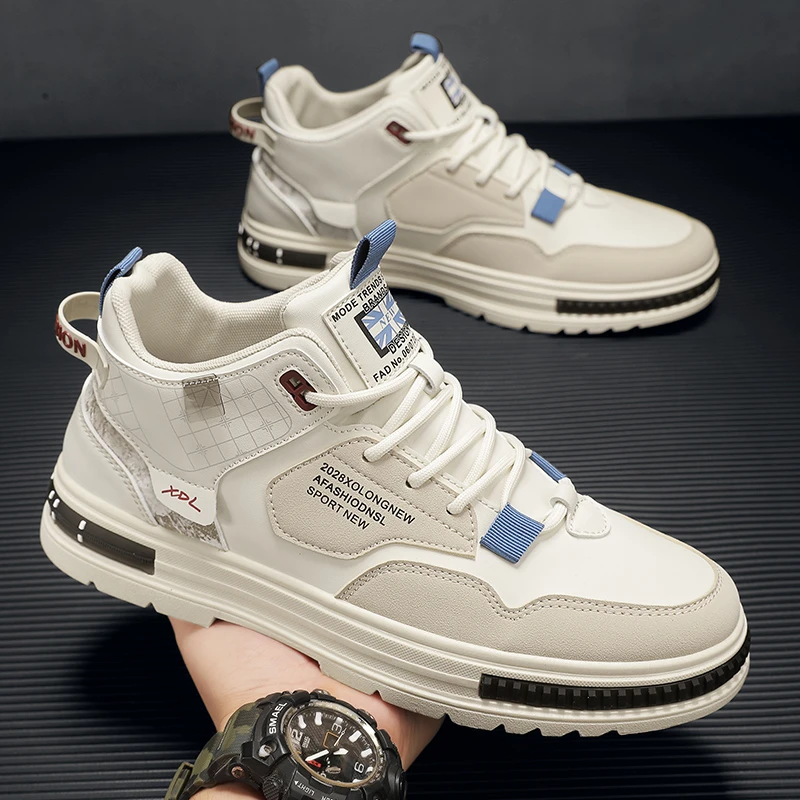 马丁靴秋季男鞋2023新款百搭休闲运动板鞋男士英伦耐磨皮面工装鞋