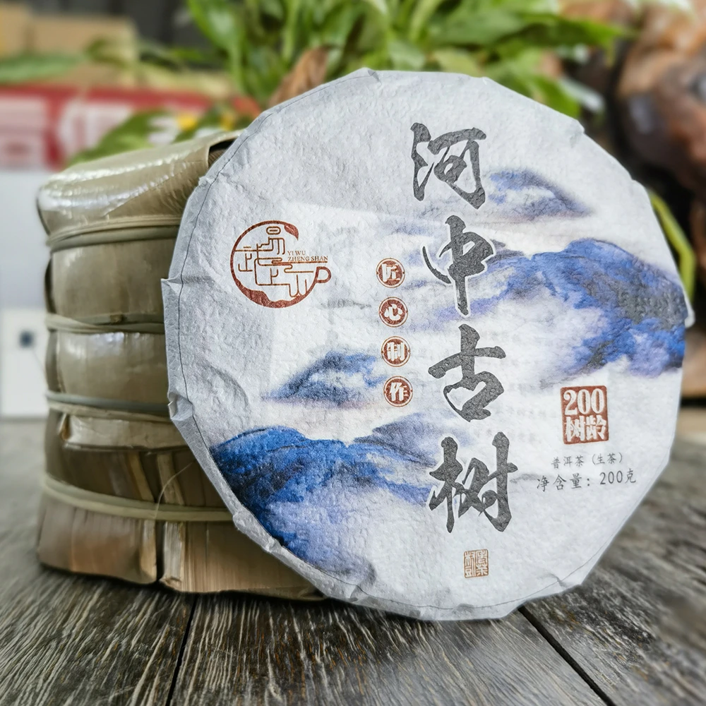 2023年春河中古树普洱茶生茶古树饼茶200克/饼茶叶