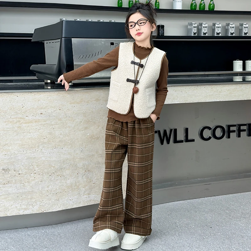 女童秋装马甲套装2025新款中大童韩系穿搭时髦春秋洋气女孩三件套