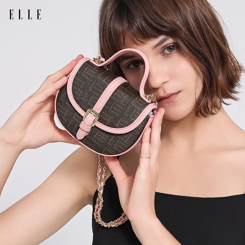 ELLE24年春夏新款{mini}单肩斜挎包马鞍包款复古46131