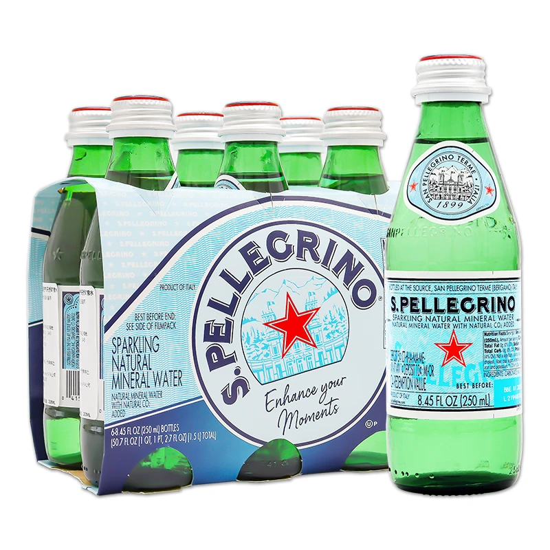 250ml*6瓶 圣培露气泡水意大利原装进口充气天然矿泉水苏打水饮料