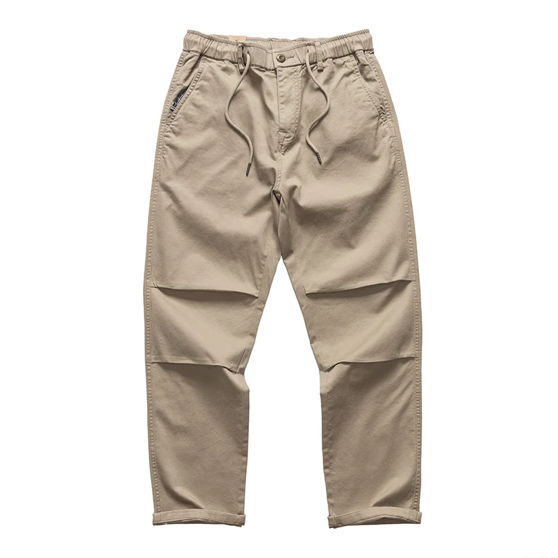 8504 松紧腰休闲裤秋冬男士直筒裤美式复古基础款百搭长裤黑色裤