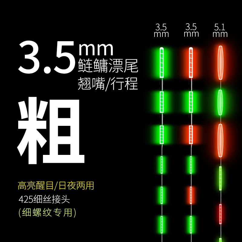 变色夜光漂变色加粗鱼漂加粗尾浮漂鲢鳙翘嘴漂尾高灵敏防爆鱼漂尾