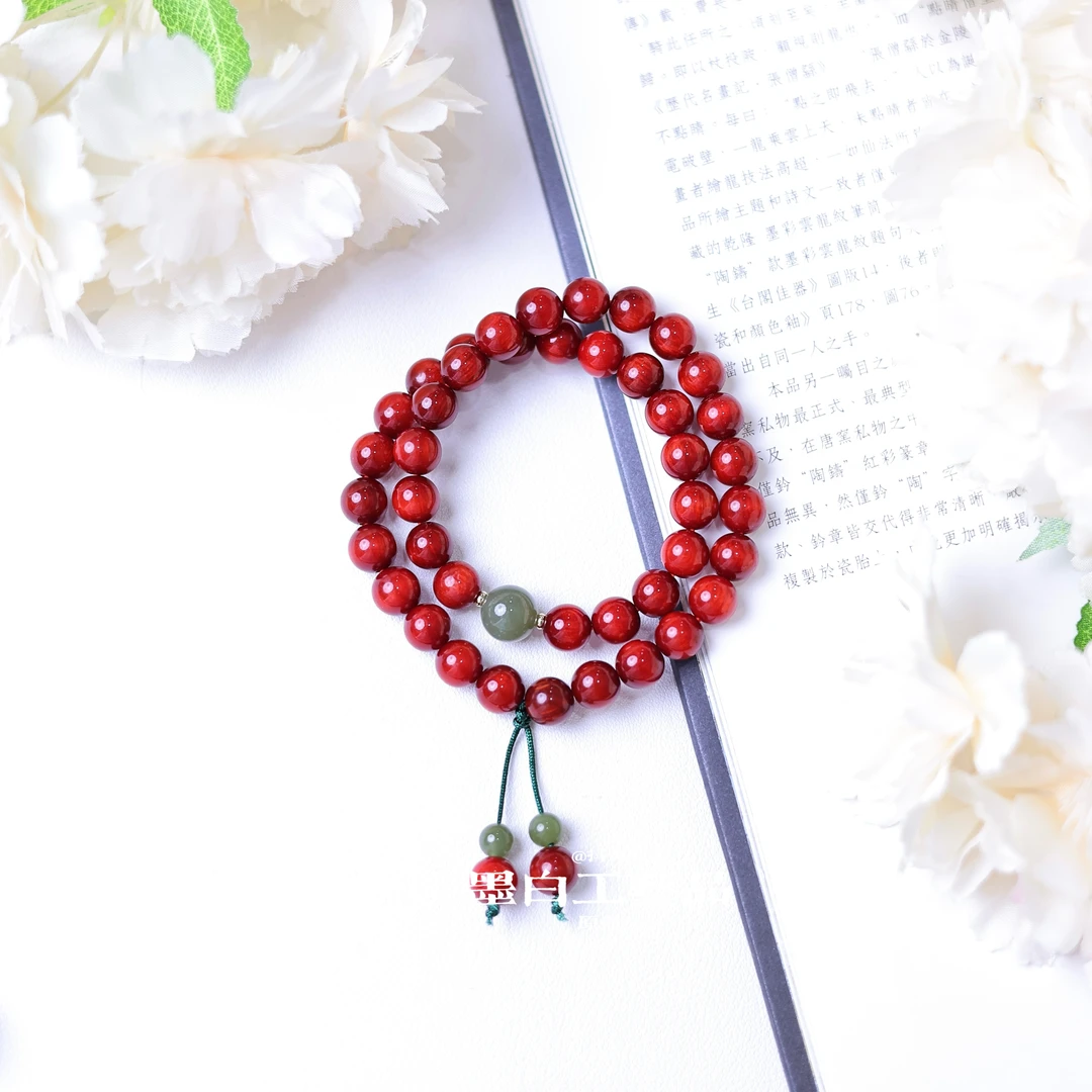 原创手作 红鲤0.8双圈红油 手串