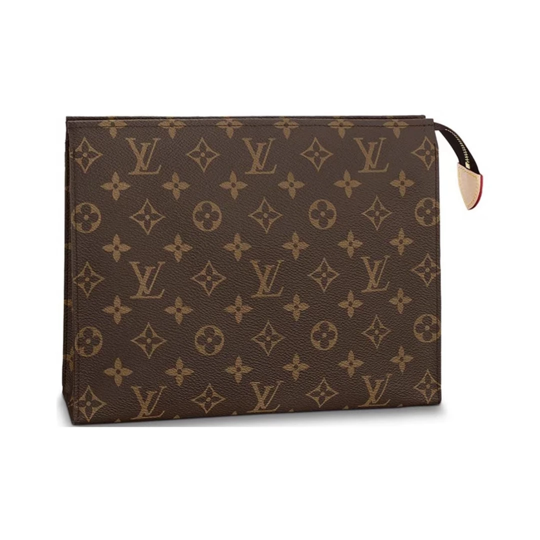 99新 LouisVuitton/路易威登 洗漱包26配肩带棕老花