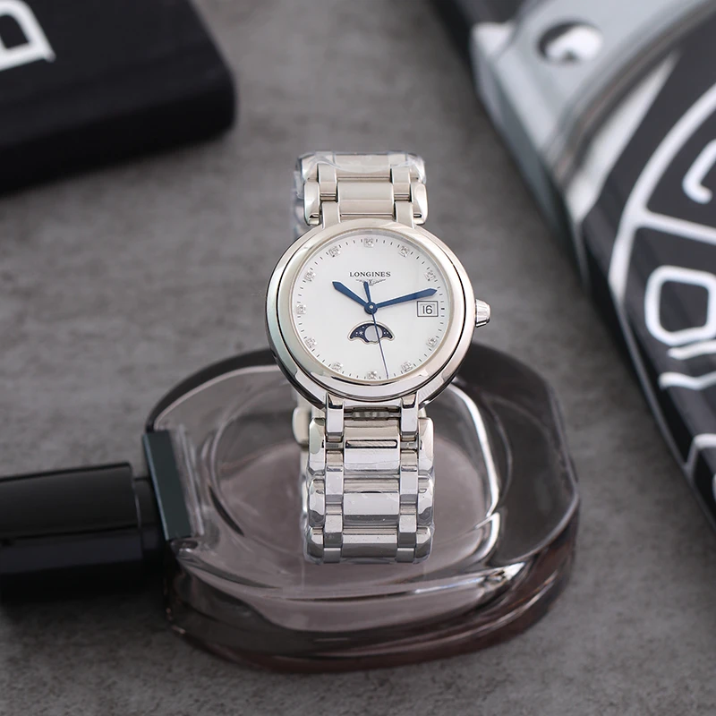 99新 Longines/浪琴 心月系列月相34盘 L8.116.4.87.6石英女表