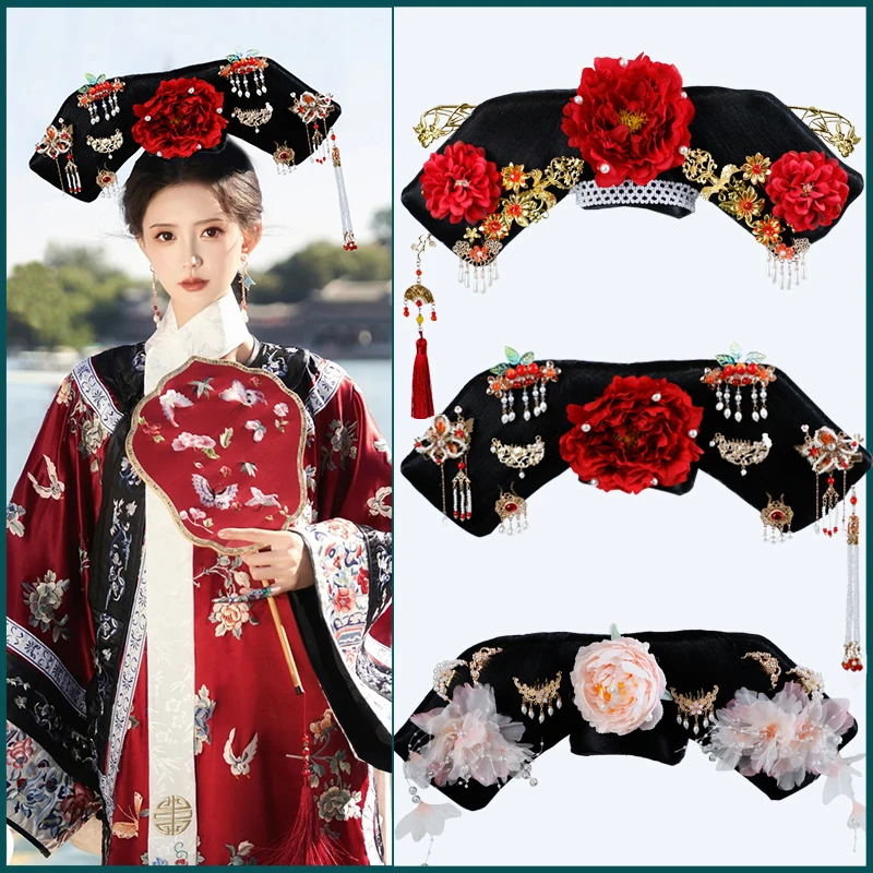 古风发饰旗头写真造型头饰古装假发清朝宫廷格格皇后贵妃拍摄配饰