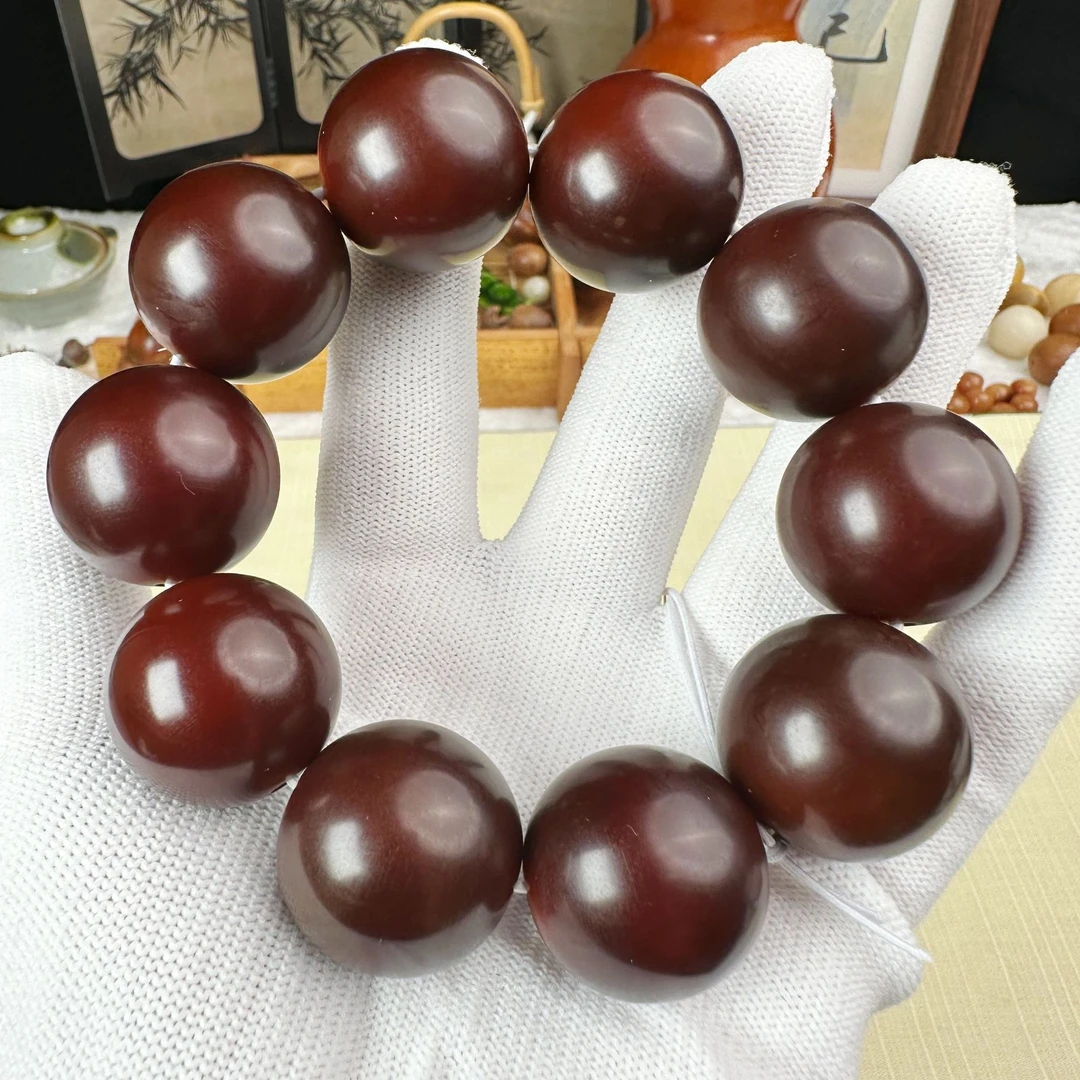 菩提根老缅料黑红色卡25圆珠 高油高密干车干磨精修孔道 直播福利