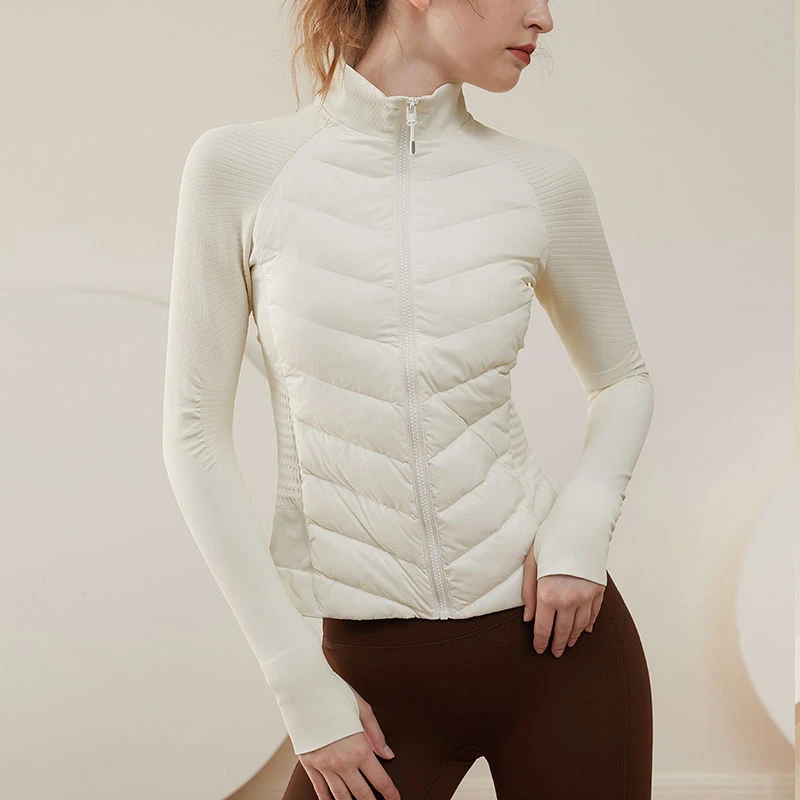 轻薄运动打底羽绒服女防风秋冬季保暖外套跑步瑜伽服健身上衣显瘦