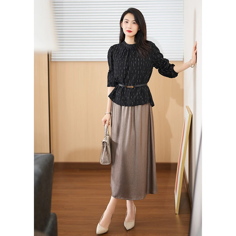 迪欧芙法式优雅上下时尚套装2025年秋季新款轻奢妈妈装#QTZ17065