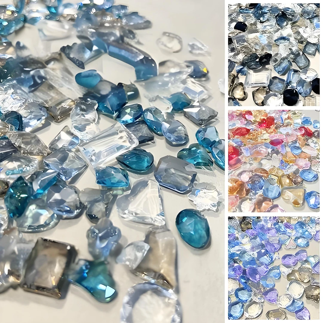 【卧龙凤雏家】源头工厂直销批发玻璃钻美甲钻饰品K9平底异形钻