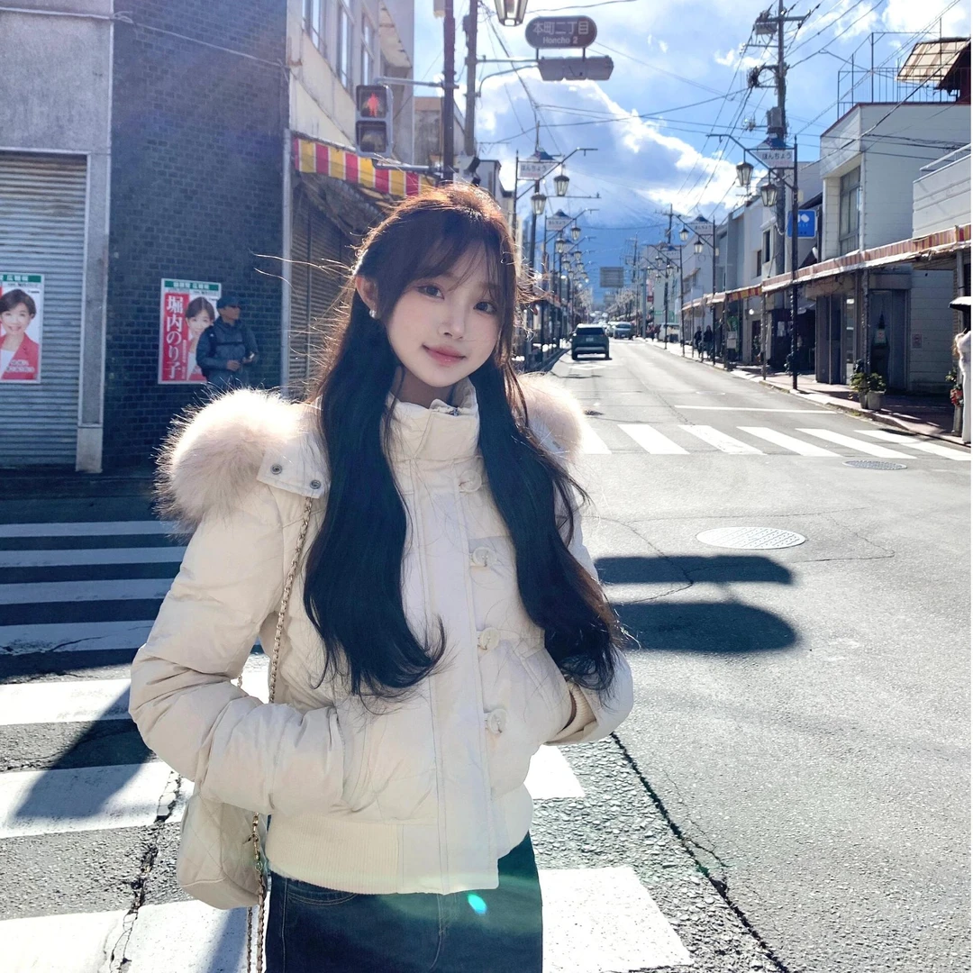 韩系短款立领毛领连帽棉服女冬季新款加厚保暖棉衣超好看外套上衣