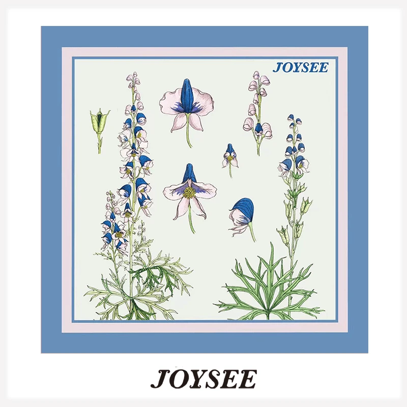 JOYSEE悦兮【法国花卉-折叶兰】气质时尚手卷100%桑蚕丝气质方巾