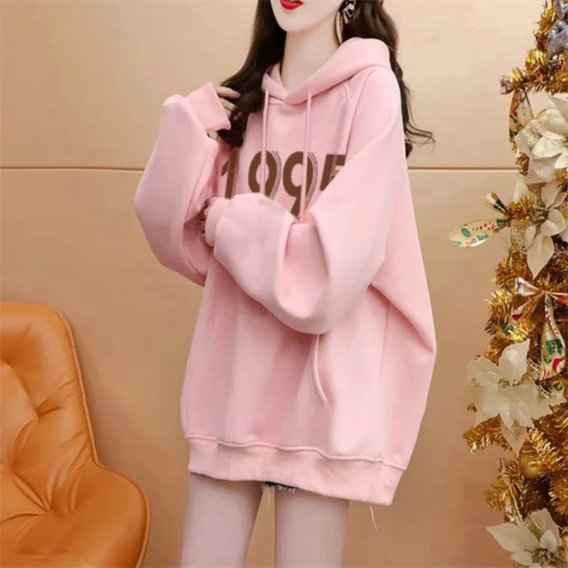 2023秋冬新款oversize连帽卫衣女宽松韩版减龄百搭显瘦洋气上衣服