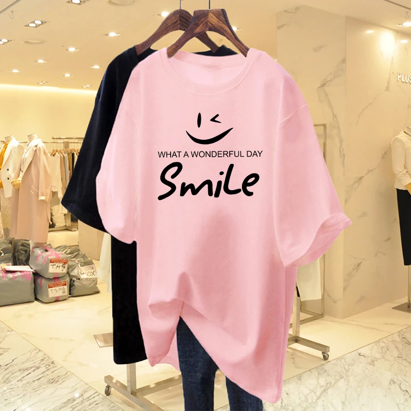 百搭情侣装T恤女中长款短袖纯棉2025夏季新款洋气上衣ins大码女装