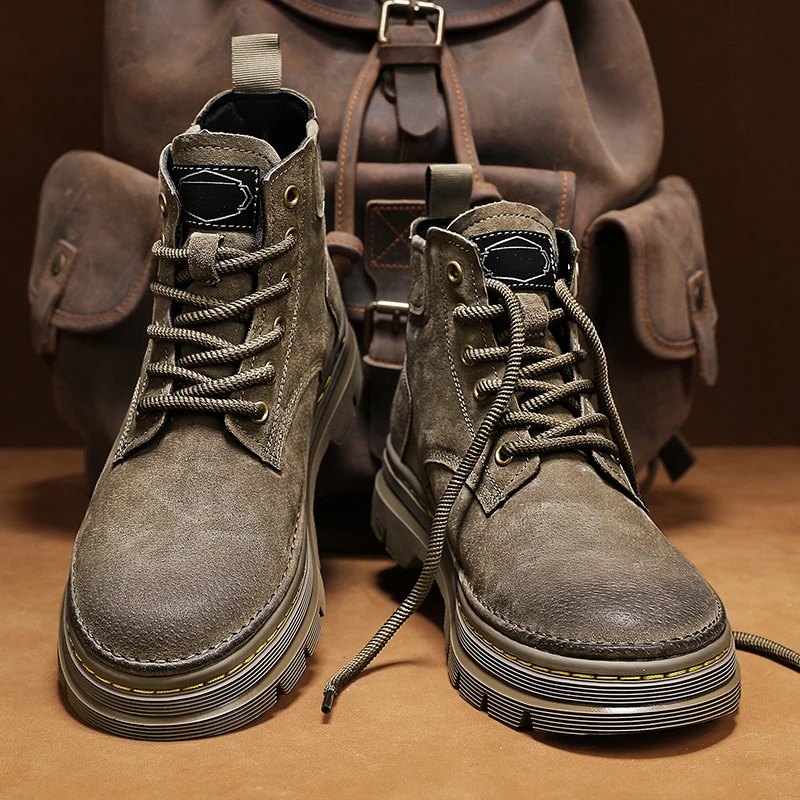 休闲马丁靴男复古大黄靴英伦时尚高帮男鞋马丁鞋中帮工装美式靴子