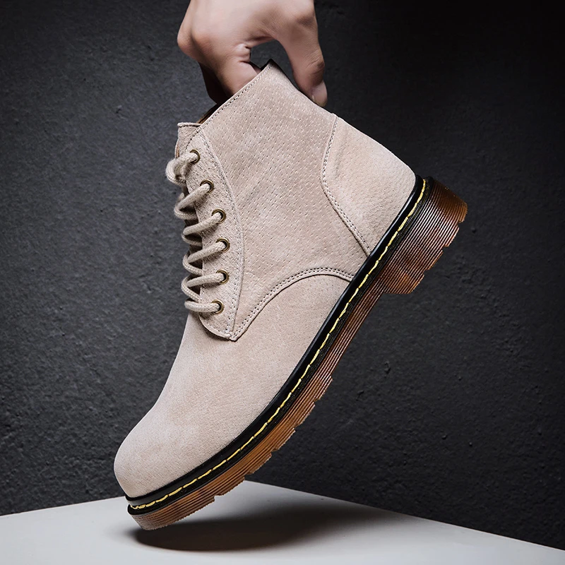 冬季新款切尔西靴男高帮皮靴英伦风复古马丁靴男大码中帮马丁靴男