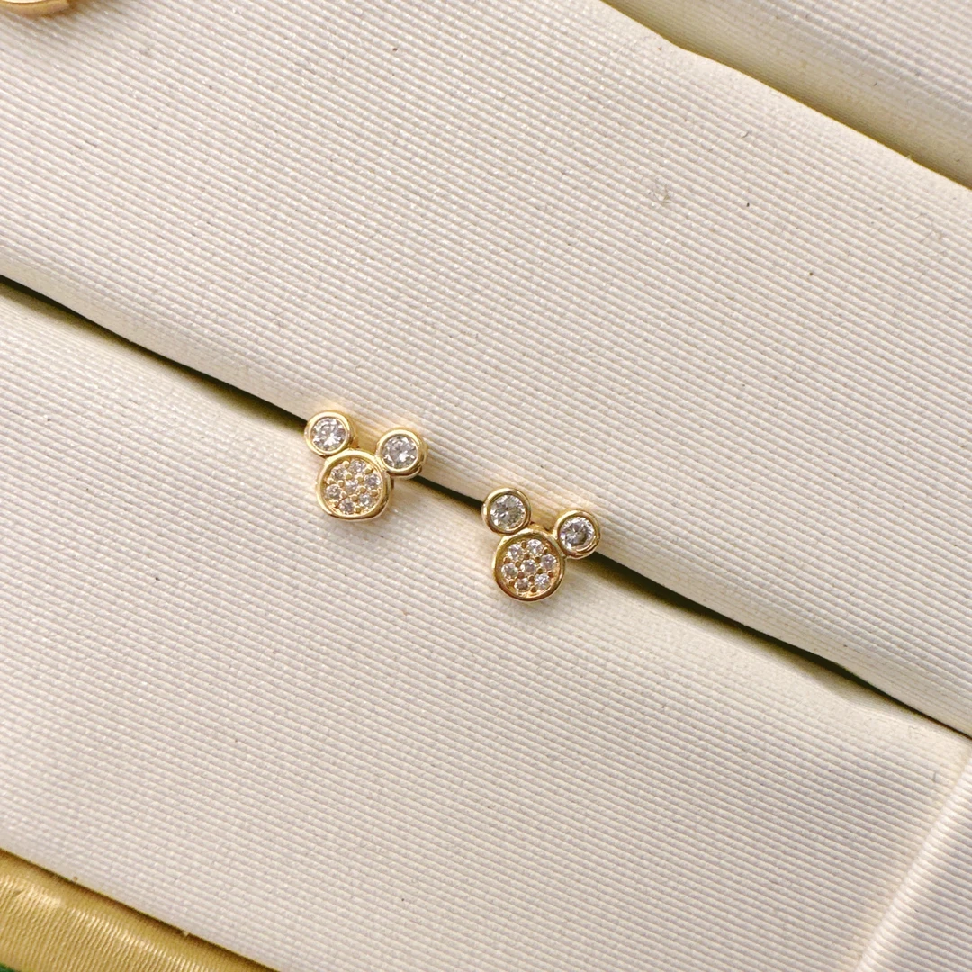 语花印 铜合金合成锆石耳饰 春日花花高定系列耳钉FS758香槟色