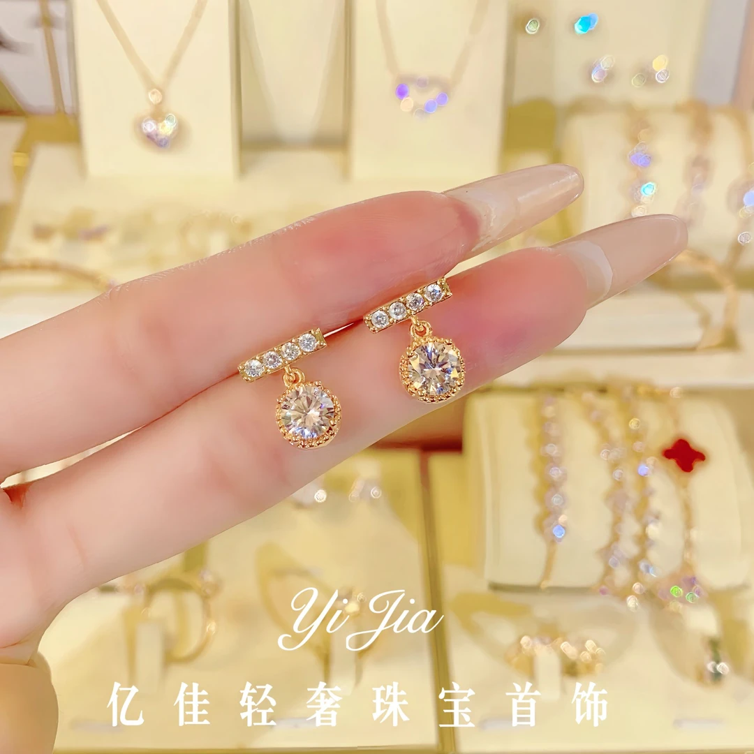 语花印 铜合金合成锆石耳饰 时尚高定春日花花系列耳钉FS1019小巧