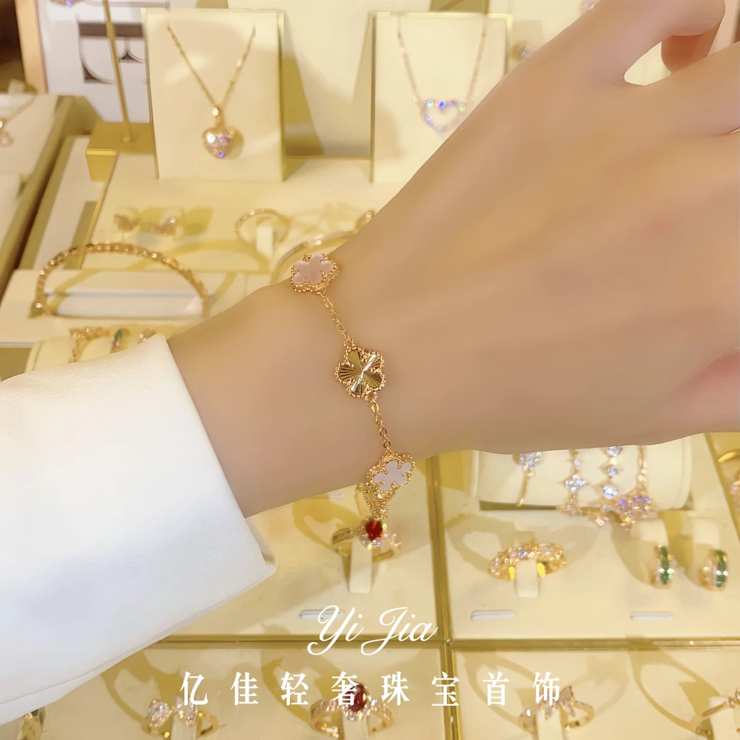 语花印 铜合金合成锆石手链 时尚高定系列五瓣花手链FS1029轻奢