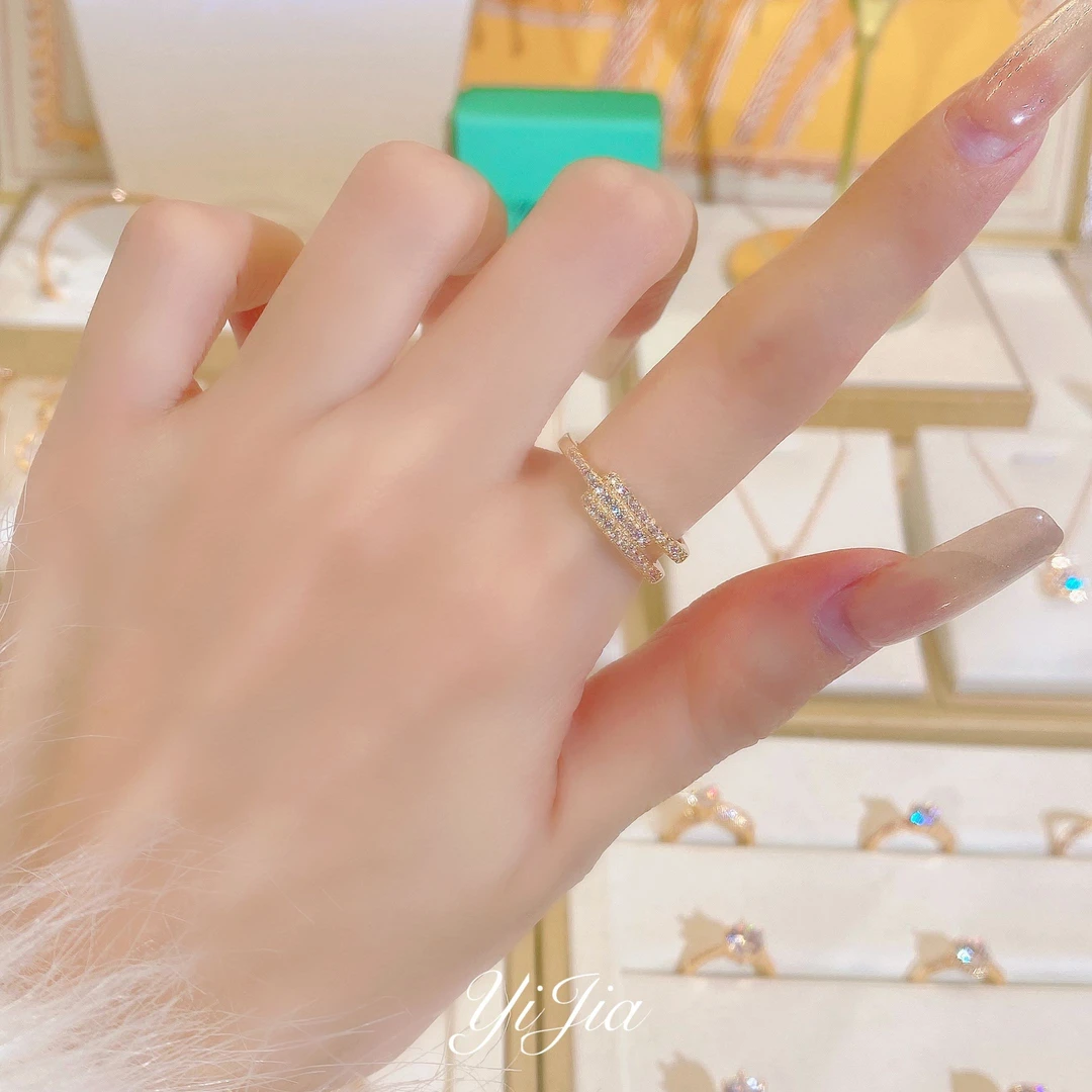 语花印 铜合金合成锆石戒指 时尚三环戒指FS729气质简约百搭