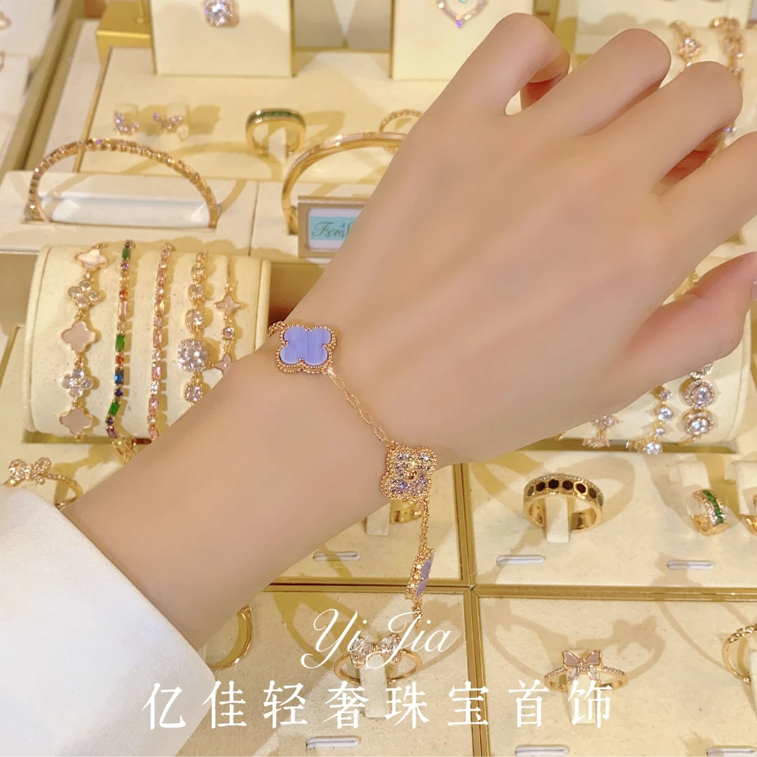 语花印 铜合金合成锆石手链 时尚高定花瓣手链FS991百搭小众