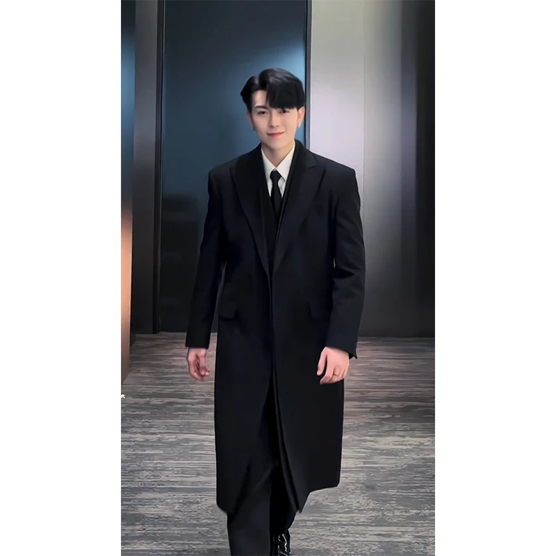 龙叨叨 春季新款高级感定制长款风衣 简约气质休闲风过膝西装大衣