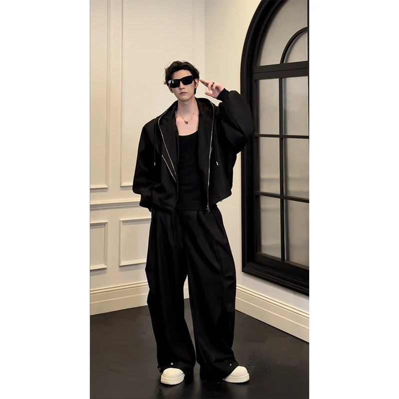 龙叨叨2024秋季新品原创设计假两件连帽卫衣套装休闲运动外套长裤