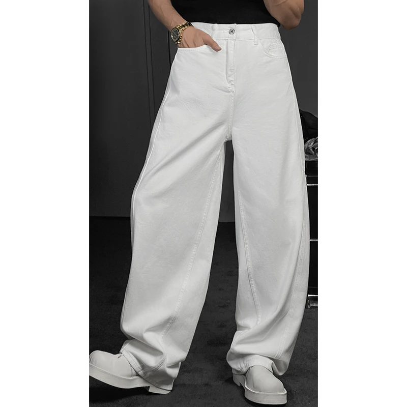 龙叨叨2024春夏新品美式复古解构设计款牛仔裤宽松个直筒阔腿长裤