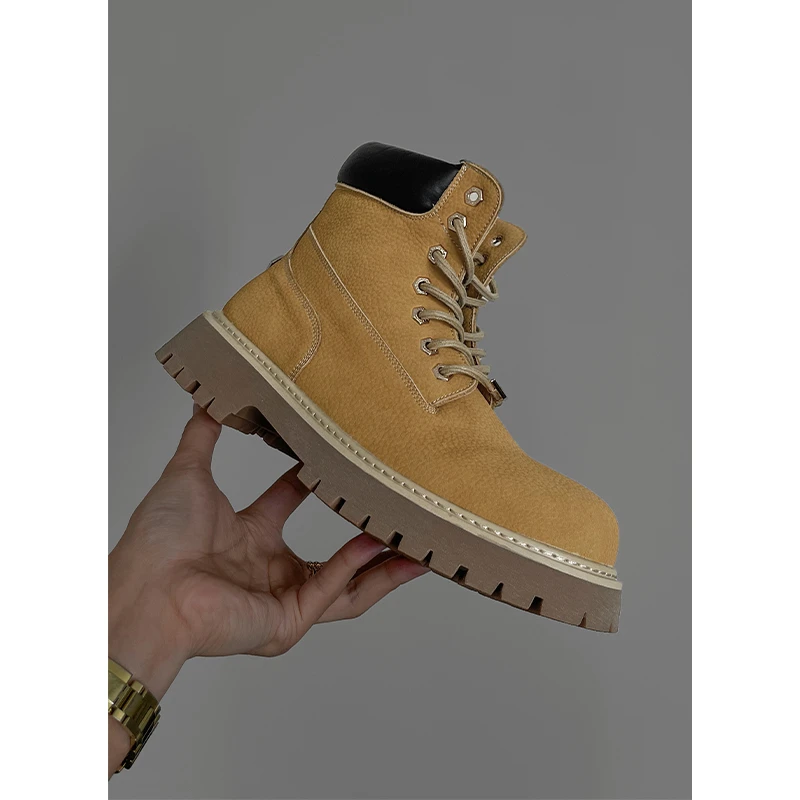 龙叨叨秋季新款潮流复古英伦风厚底增高休闲百搭系带马丁靴