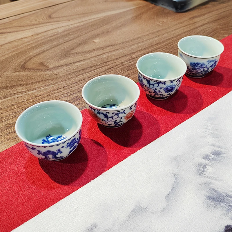 釉下青花茶杯陶瓷单个泡茶碗家用办公功夫茶具