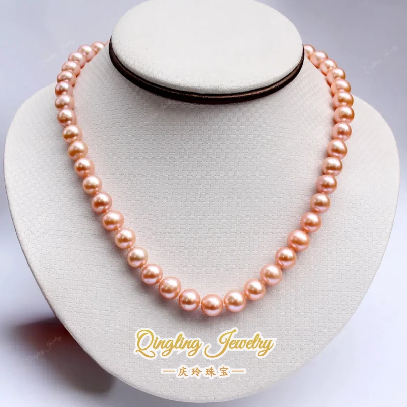 【中国金】淡水强光气质扶光色珍珠项链9-11mm（含吉尔德大证）