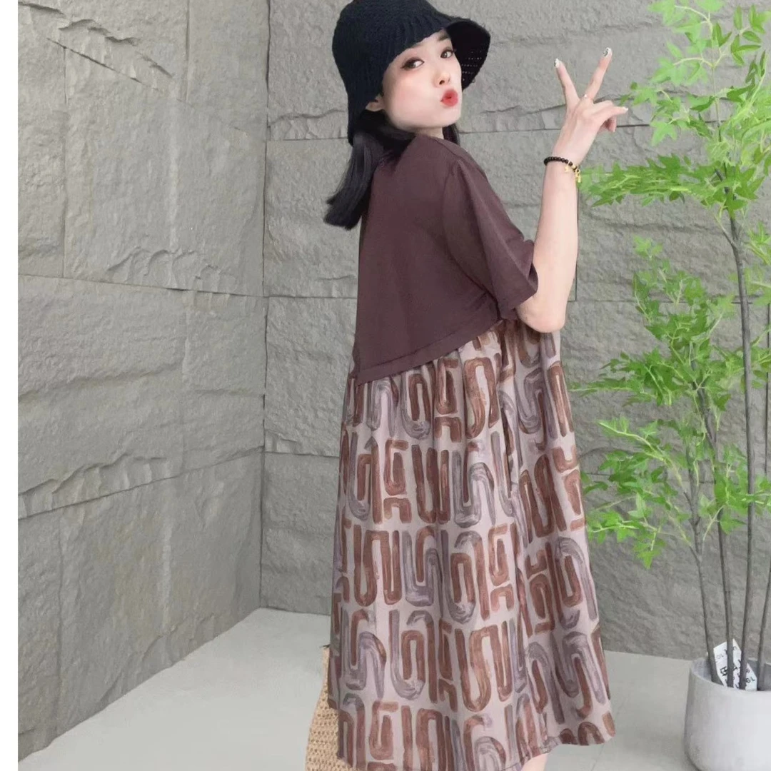 夏季韩版气质时尚显瘦碎花连衣裙洋气宽松中长款裙子收腰甜美a字