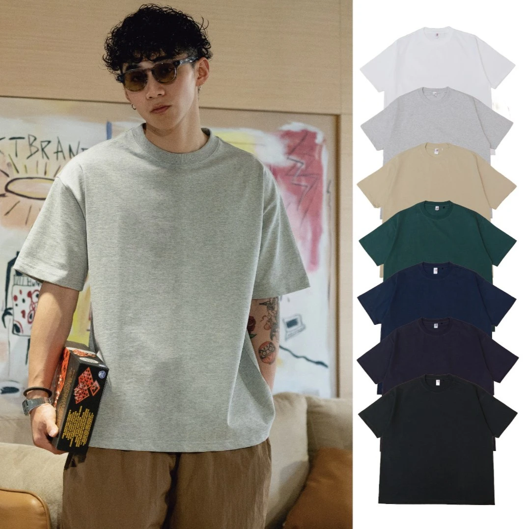 PrintsCrew 320克纯棉重磅短袖t恤男宽松圆领T恤半袖潮流男款男生