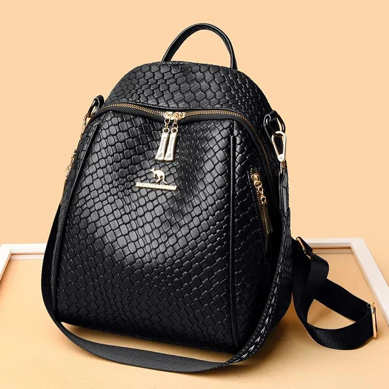 米琦袋鼠女包中年女士妈妈包双肩包2025新款时尚大气简约旅行背包