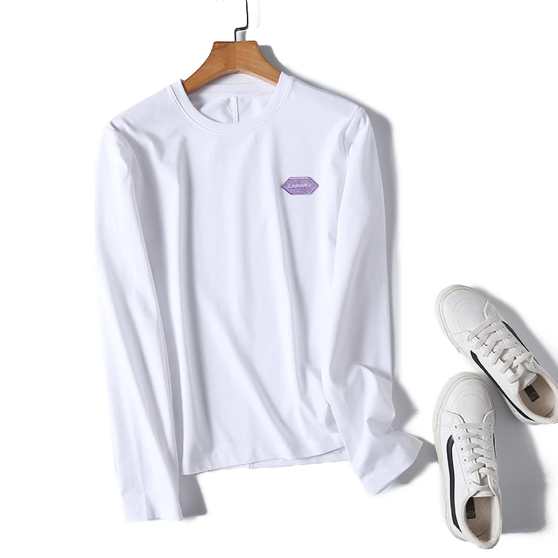 特 好穿不变型！小刺绣背后中缝长袖T恤 W620 女装 V236