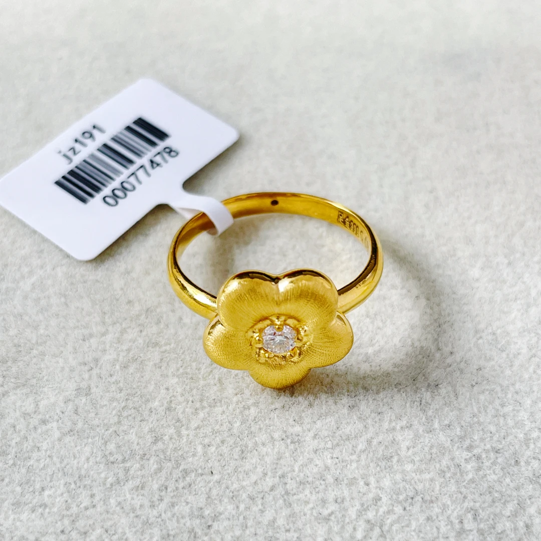 足金999 莫桑拉丝小花戒指