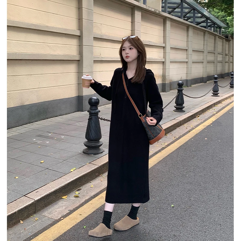 FUGUI RICH 现货【暮秋时节】小个子连衣裙女连帽毛织裙 26243L8428